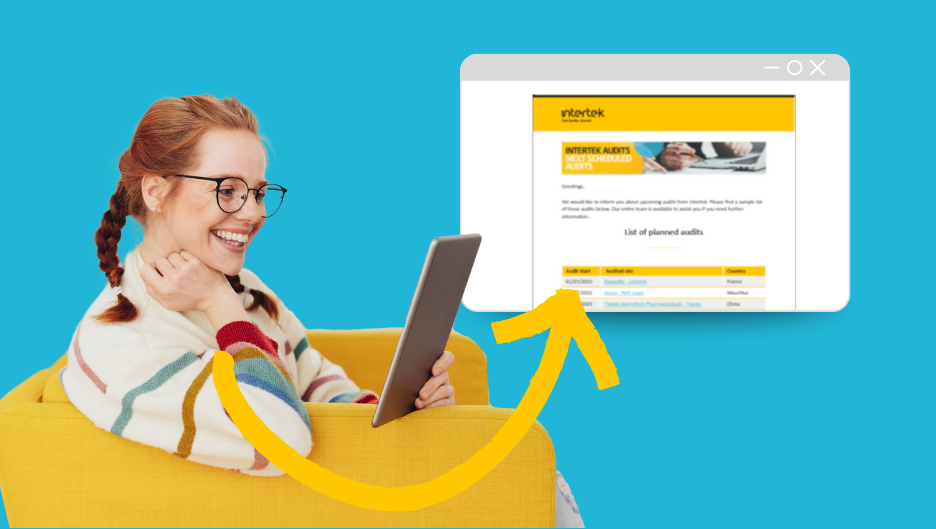 A woman is looking at a newsletter on her tablet.